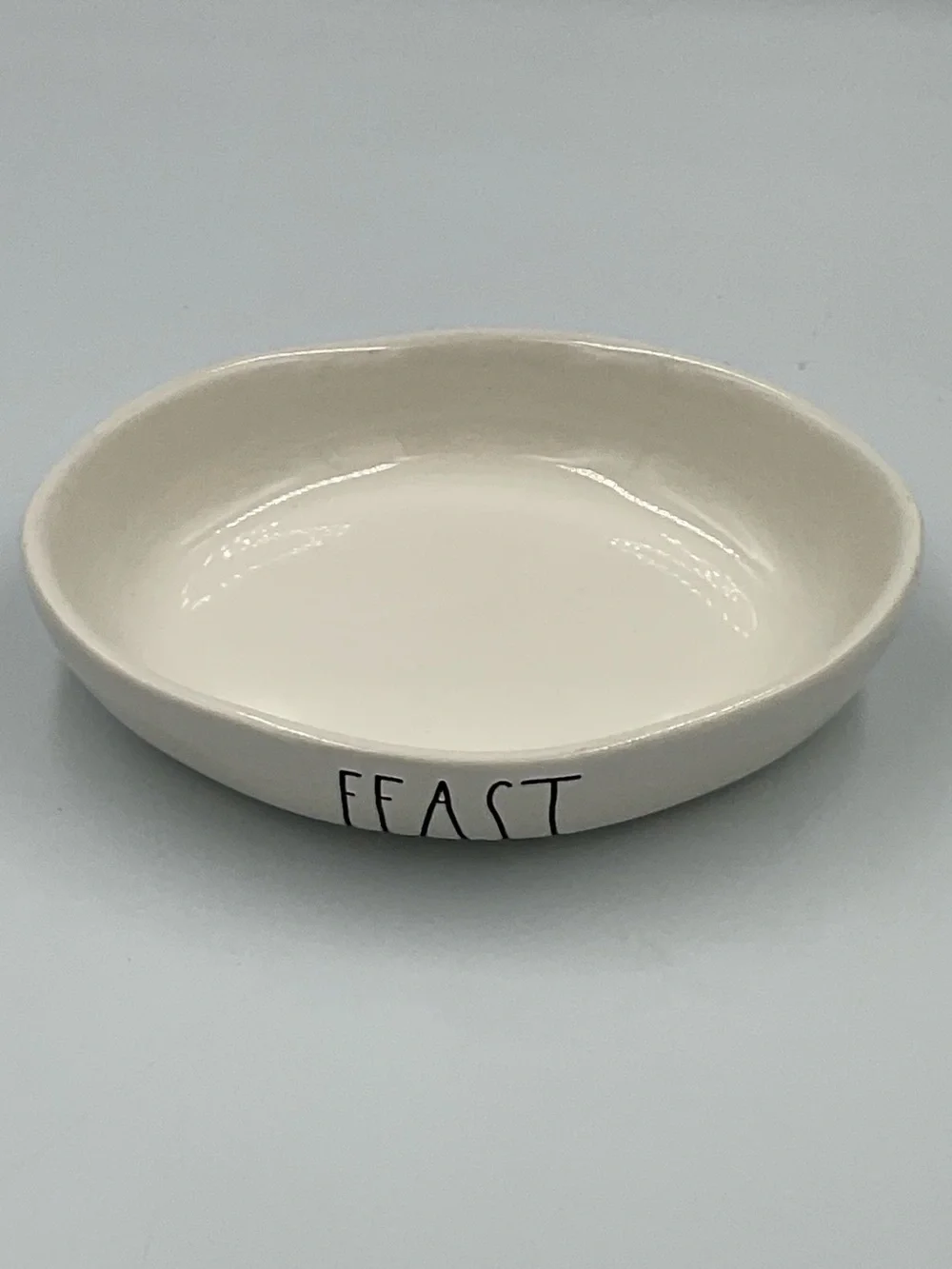 Rae Dunn “FEAST” Small Ceramic Cat/Pet Food Bowl
